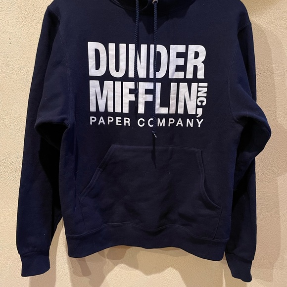Jerzees Dunder Mifflin The Office Navy Blue Pullover Hoodie Sweatshirt Unisex S - Picture 4 of 7